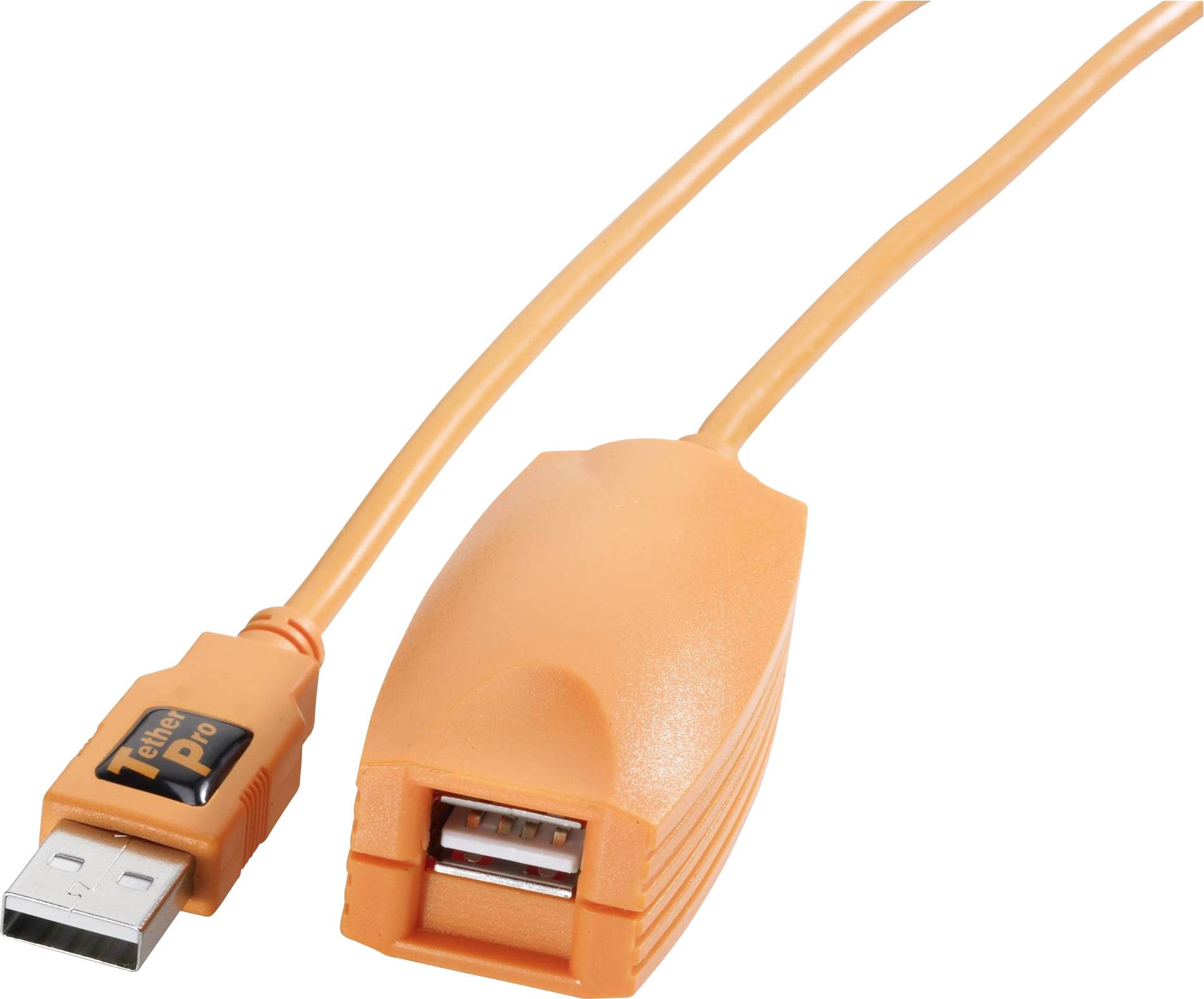 Tether Tools CU1917 USB-kabel USB 2.0 USB-A stekker, USB-A bus 5.00 m Oranje Actief met signaalversterking