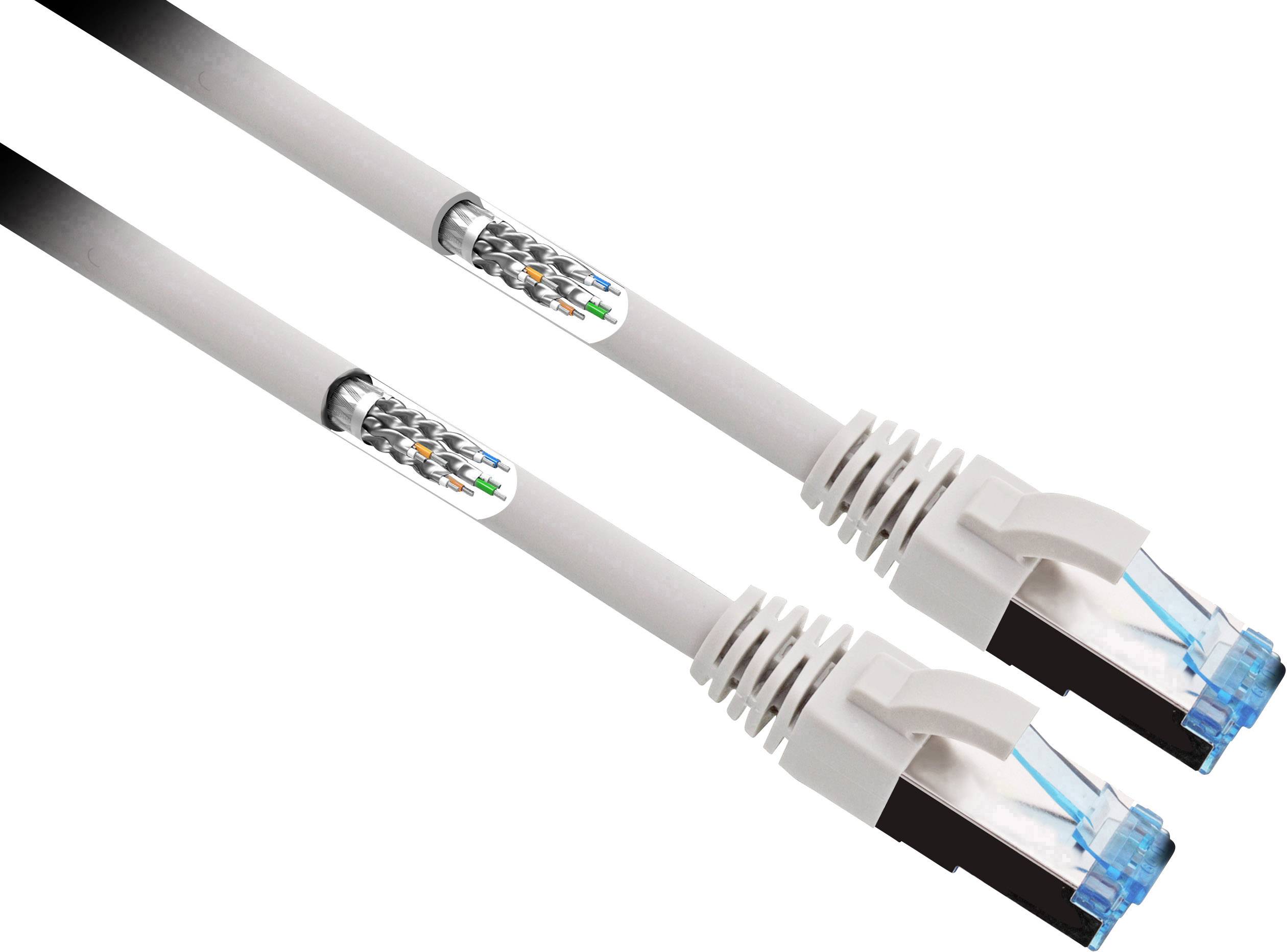Renkforce RF-4732886 RJ45 Netwerkkabel, patchkabel CAT 6A S/FTP 2.00 m Grijs Zeer flexibel, Vergulde steekcontacten 1 st