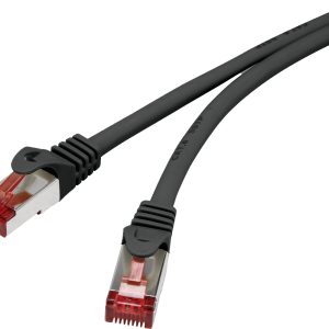 Renkforce RF-4737382 RJ45 Netwerkkabel, patchkabel CAT 6 S/FTP 10.00 m Zwart Snagless, Vergulde steekcontacten, Vlambest