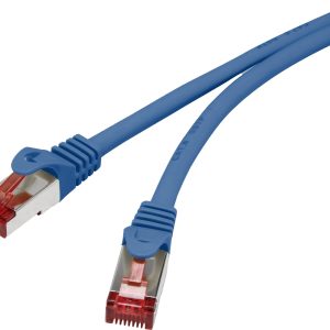 Renkforce RF-4737384 RJ45 Netwerkkabel, patchkabel CAT 6 S/FTP 0.15 m Blauw Snagless, Vergulde steekcontacten, Vlambeste