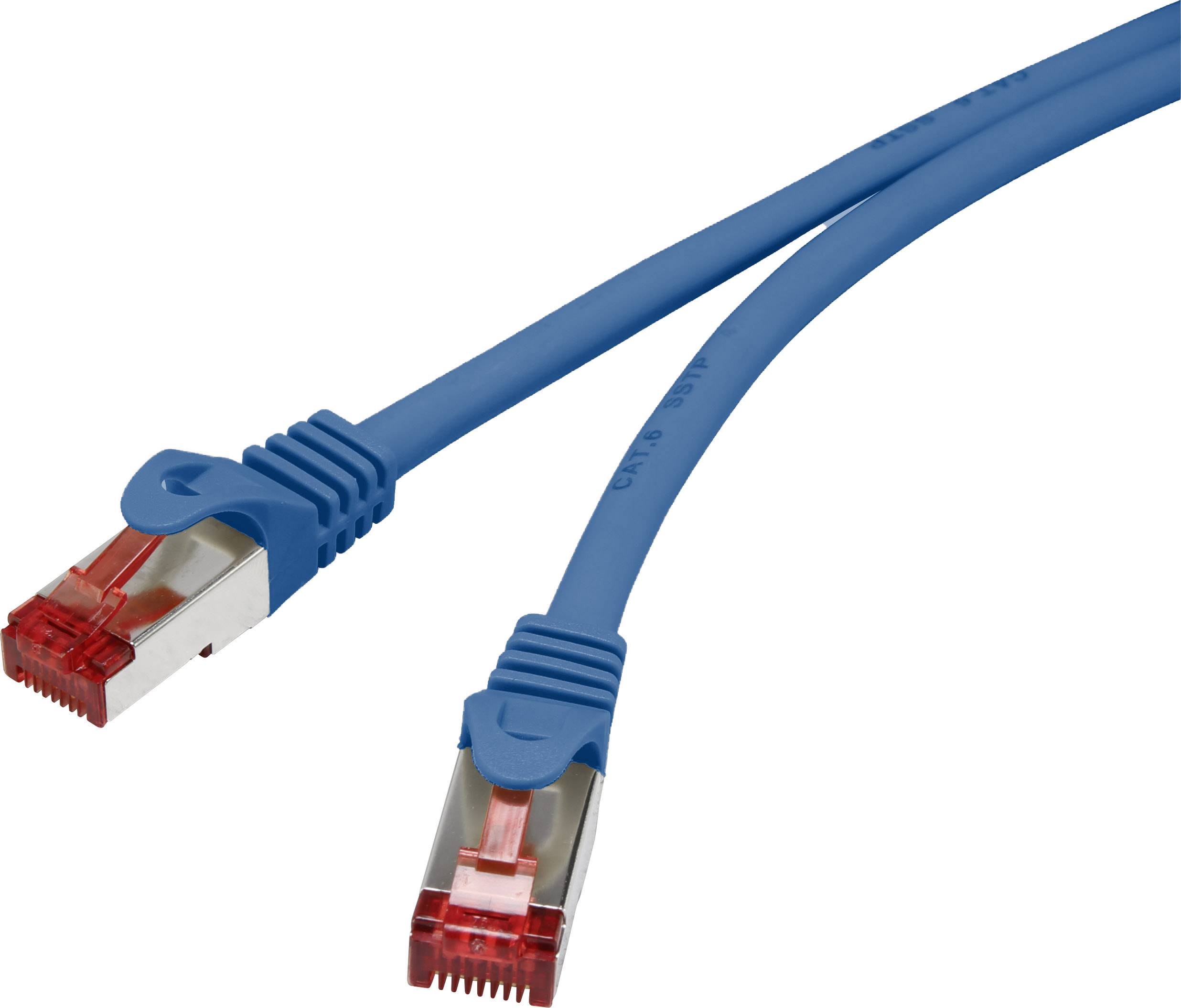 Renkforce RF-4942810 RJ45 Netwerkkabel, patchkabel CAT 6 S/FTP 0.50 m Blauw Snagless, Vergulde steekcontacten, Vlambeste
