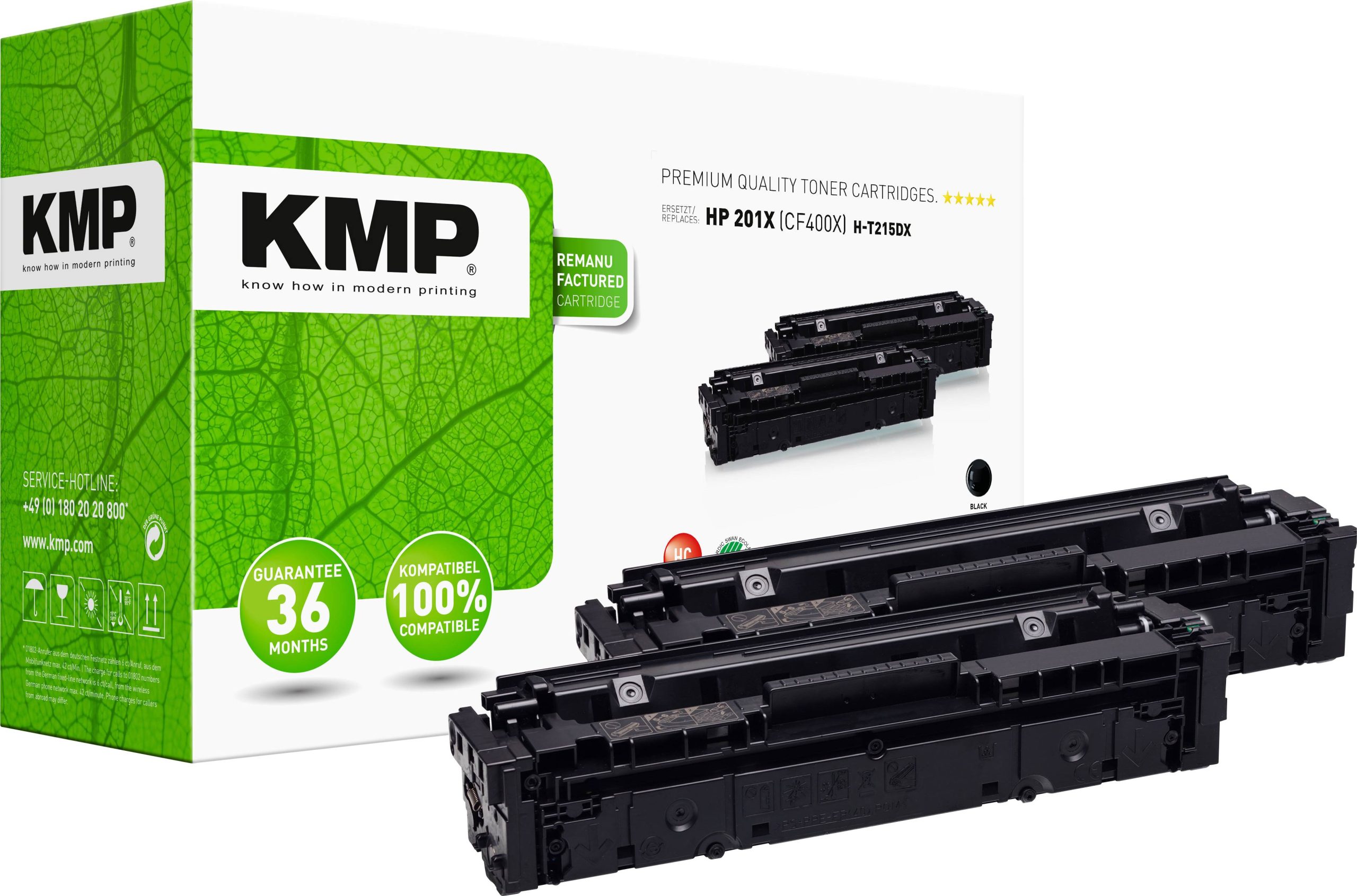 KMP Toner vervangt HP HP 201X (CF400X) Compatibel 2-pack Zwart 2800 bladzijden H-T215DX 2536,3021