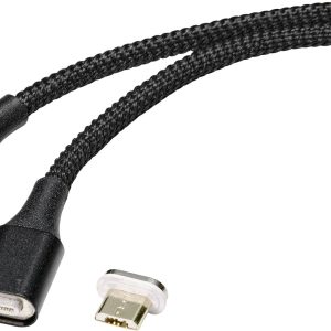 Renkforce USB-kabel USB 2.0 USB-A stekker, USB-micro-B stekker 1.00 m Zwart Magnetische stekker RF-4746074