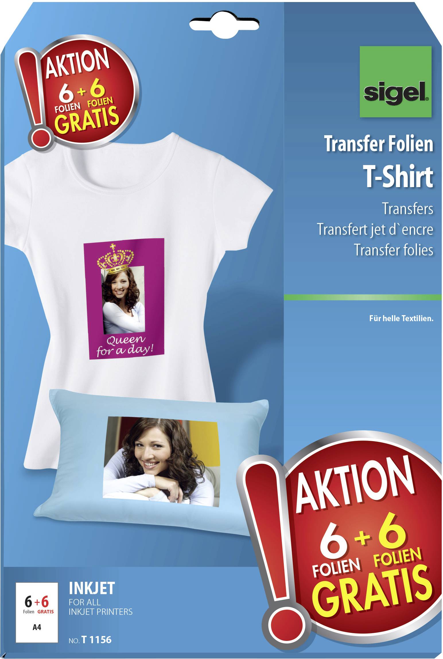 Sigel T1156 T-shirt transferfolie 197 g/m² 12 vellen