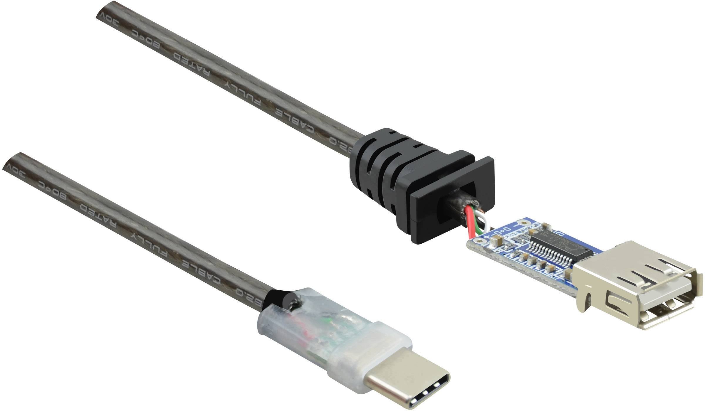 Renkforce RF-4752800 USB-kabel USB 2.0 USB-C stekker, USB-A bus 7.50 m Zwart Vergulde steekcontacten
