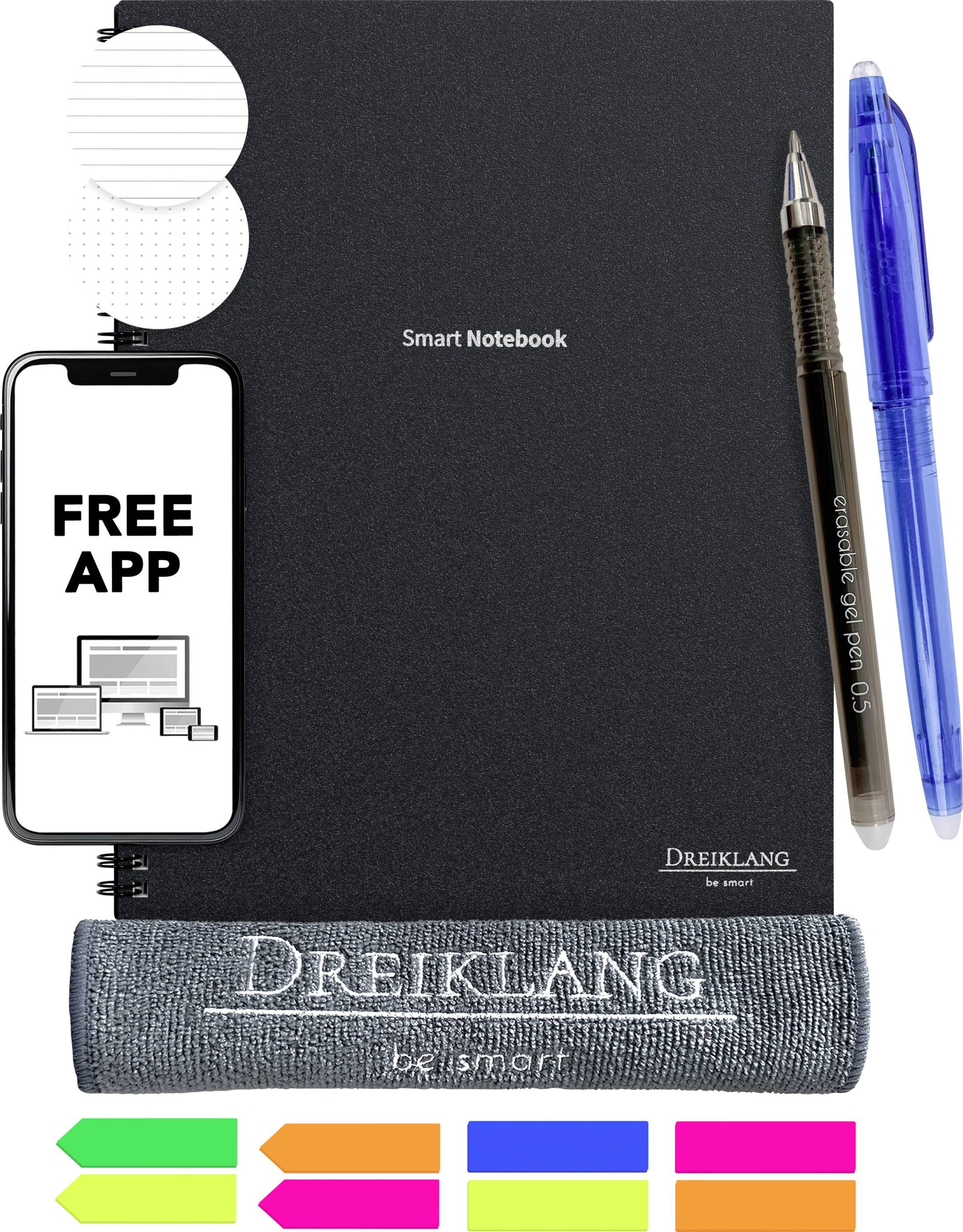Dreiklang be smart 4270001452115 Opnieuwbeschrijfbaar notitieboek Gelinieerd, Dotted (punten) Zwart Aantal pagina's: 20