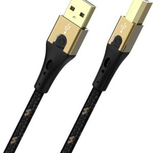 Oehlbach D1C9543 USB-kabel USB 2.0 USB-A stekker, USB-B stekker 3.00 m Zwart/goud