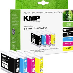 KMP Inktcartridge vervangt Brother LC-1000BK, LC-1000C, LC-1000M, LC-1000Y Compatibel Combipack Zwart, Cyaan, Magenta, G KMP Inktcartridge vervangt Brother LC-1000BK, LC-1000C, LC-1000M, LC-1000Y Compatibel Combipack Zwart, Cyaan, Magenta, G
