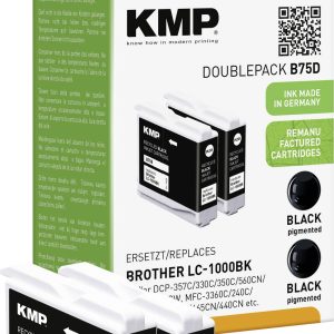 KMP Inktcartridge vervangt Brother LC-1000BK Compatibel 2-pack Zwart B75D 1035,4021 KMP Inktcartridge vervangt Brother LC-1000BK Compatibel 2-pack Zwart B75D 1035,4021