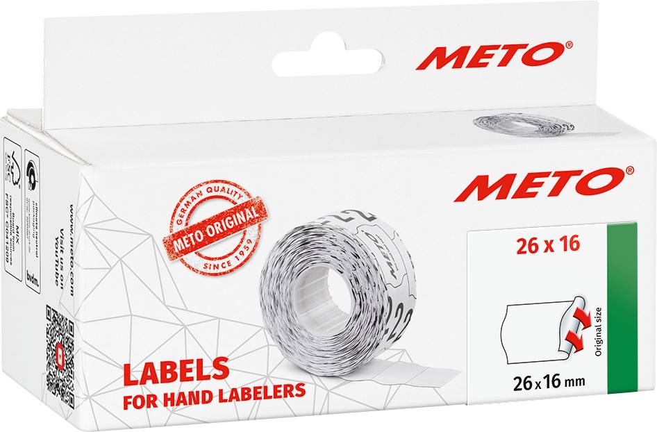 METO Prijslabels 9506169 Permanent hechtend Breedte etiket: 26 mm Hoogte etiket: 16 mm Rood 1 stuk(s)
