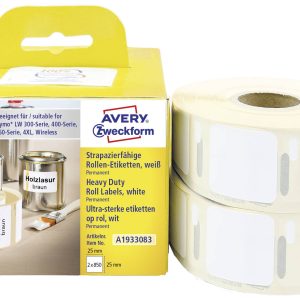 Avery-Zweckform A1933083 Etiketten (rol) 25 x 25 mm Folie Wit 1 set(s) Universele etiketten