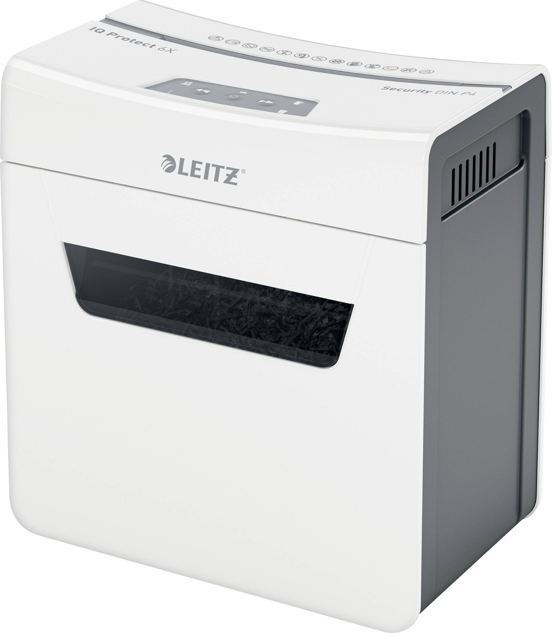 Leitz IQ 6X Protect Premium P4 Papierversnipperaar 6 vellen Cross cut 4 x 40 mm P-4 10 l Ook geschikt voor Nietjes, Pape