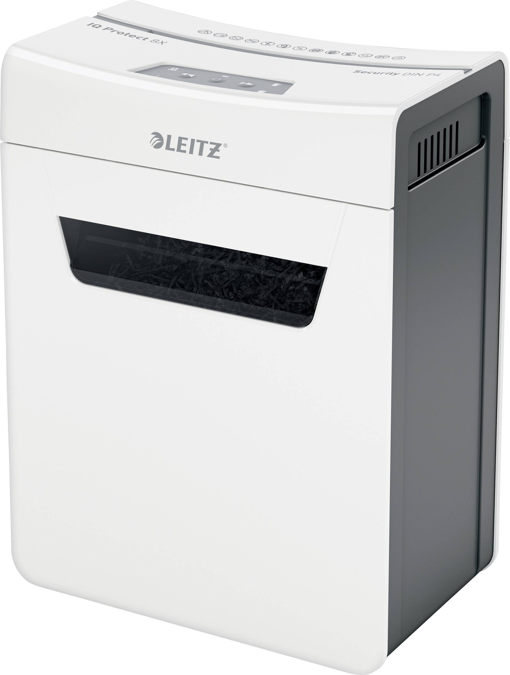 Leitz IQ 8X Protect Premium P4 Papierversnipperaar 8 vellen Cross cut 4 x 40 mm P-4 14 l Ook geschikt voor Nietjes, Pape