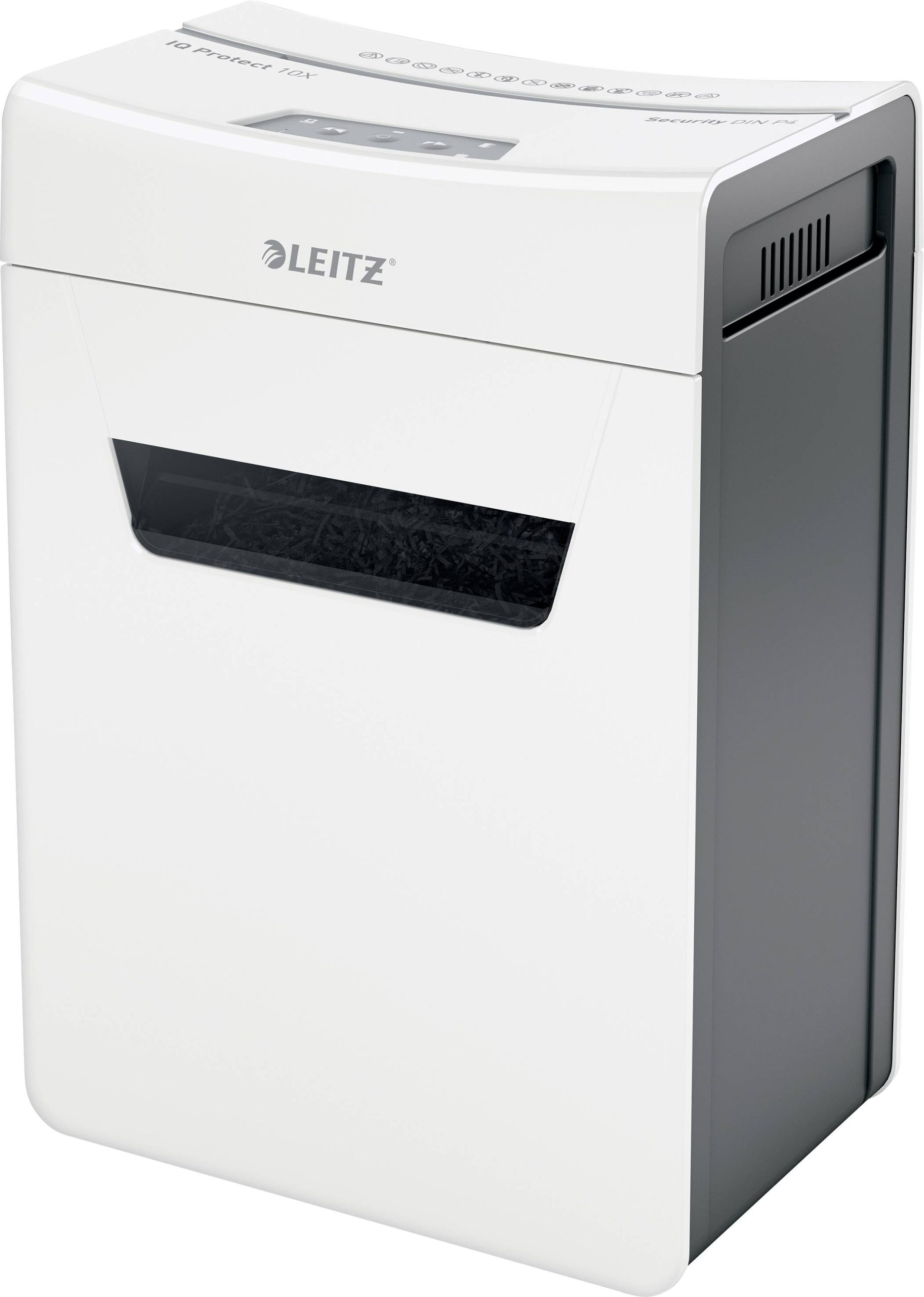 Leitz IQ 10X Protect Premium P4 Papierversnipperaar 10 vellen Cross cut 4 x 40 mm P-4 18 l Ook geschikt voor Nietjes, Pa