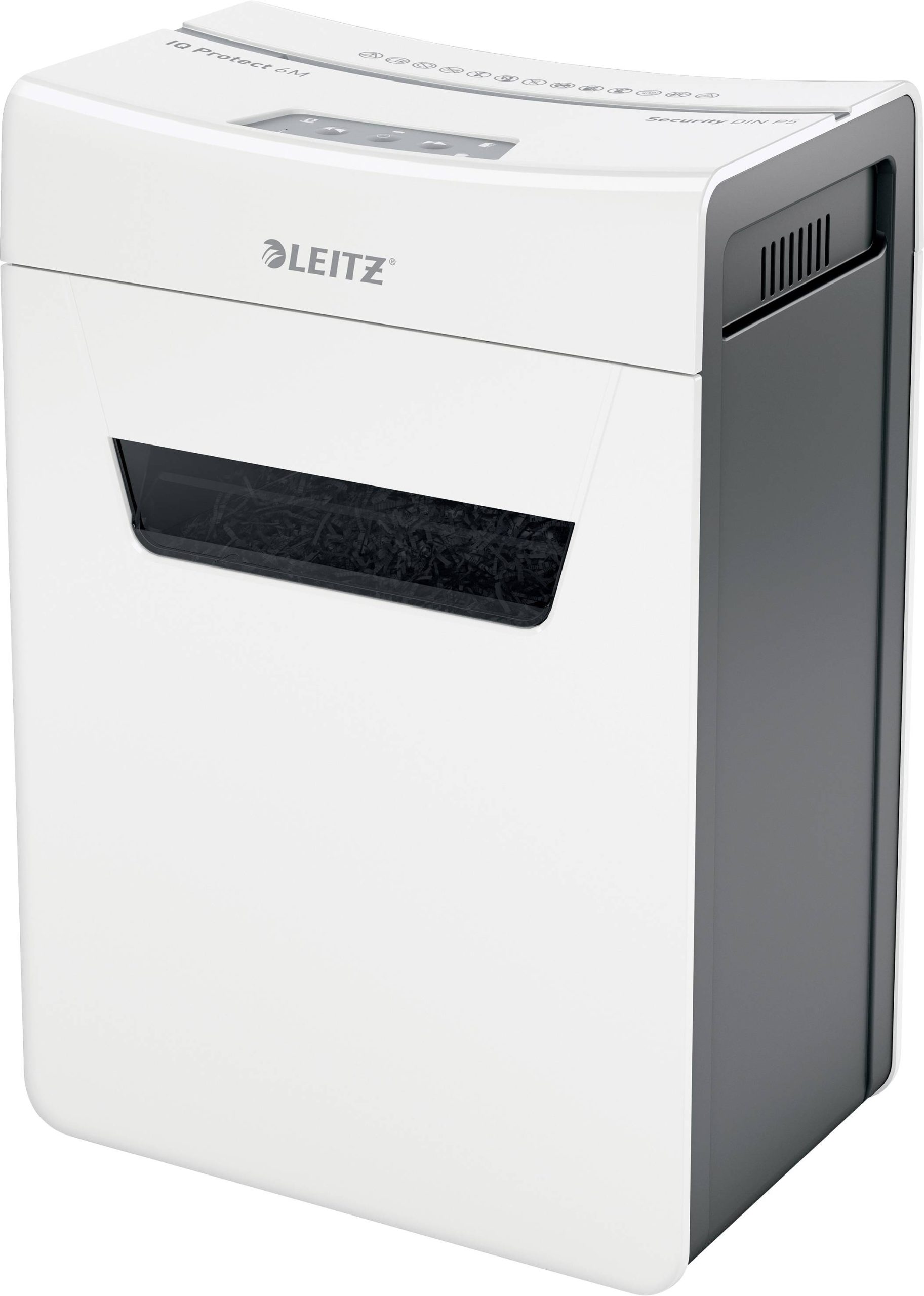 Leitz IQ 6M Protect Premium P5 Papierversnipperaar 6 vellen Micro cut 2 x 15 mm P-5 18 l Ook geschikt voor Nietjes, Pape