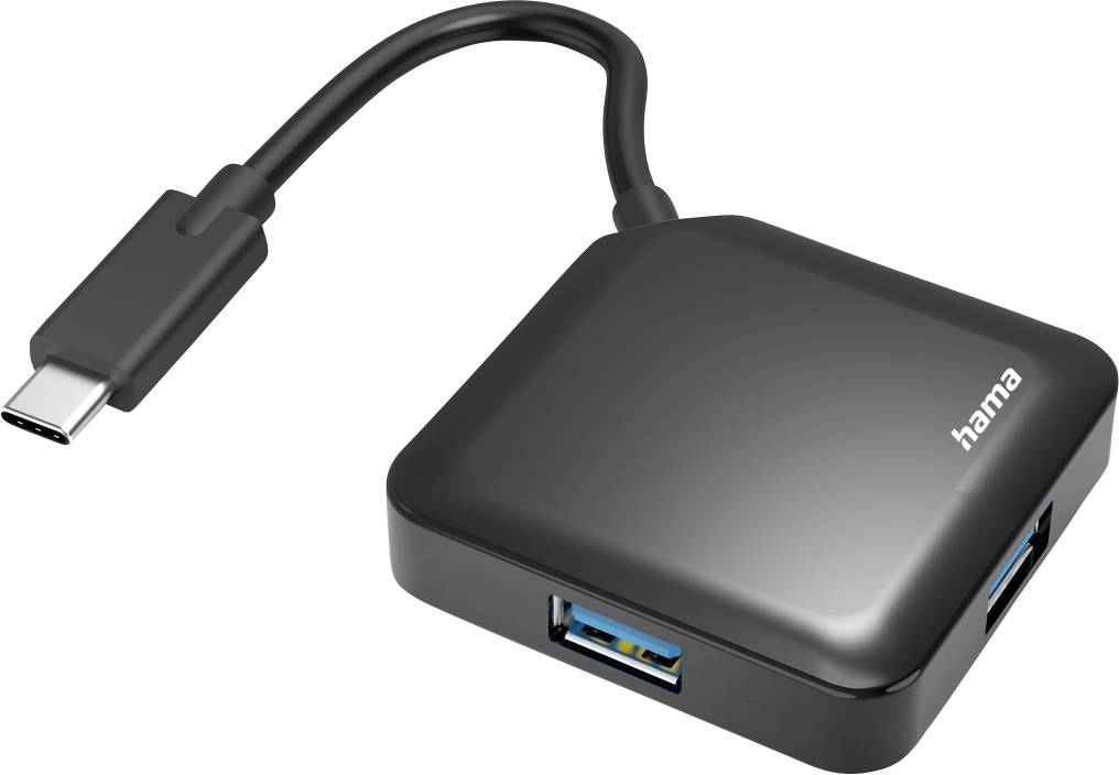 Hama 4 poorten USB-hub Met USB-C stekker Zwart