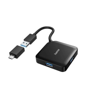 Hama 00200116 USB-hub 4 poorten USB-A USB 3.0 5 GBit/s Met USB-C stekker Zwart Hama 00200116 USB-hub 4 poorten USB-A USB 3.0 5 GBit/s Met USB-C stekker Zwart