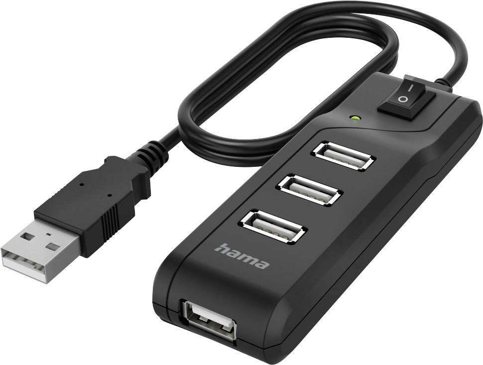 Hama 00200118 USB-hub 4 poorten USB-A USB 2.0 480 MBit/s Zwart