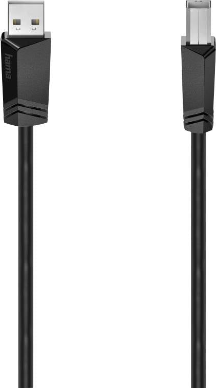 Hama USB-kabel USB 2.0 USB-A stekker, USB-B stekker 3.00 m Zwart 00200603