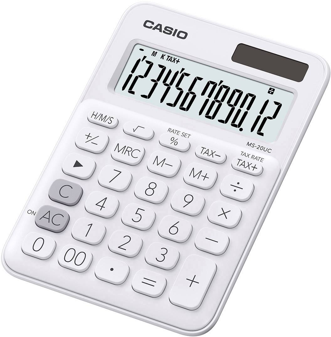 Casio MS-20UC Bureaurekenmachine Wit Aantal displayposities: 12 werkt op zonne-energie, werkt op batterijen (b x h x d)