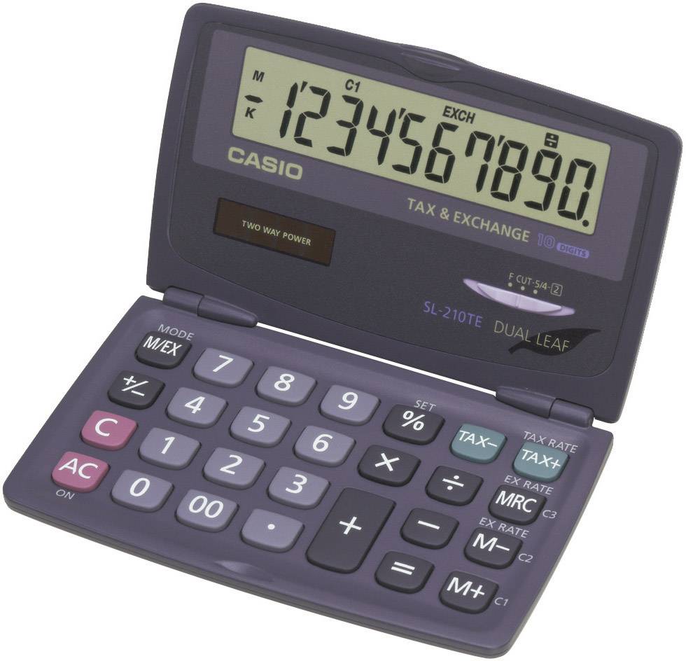 Casio SL-210TE Zakrekenmachine Antraciet Aantal displayposities: 10 werkt op zonne-energie, werkt op batterijen (b x h x