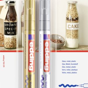Edding 750 4-750-2-1-53-54 Lakmarker Goud, Zilver 2 mm, 3 mm, 4 mm Edding 750 4-750-2-1-53-54 Lakmarker Goud, Zilver 2 mm, 3 mm, 4 mm