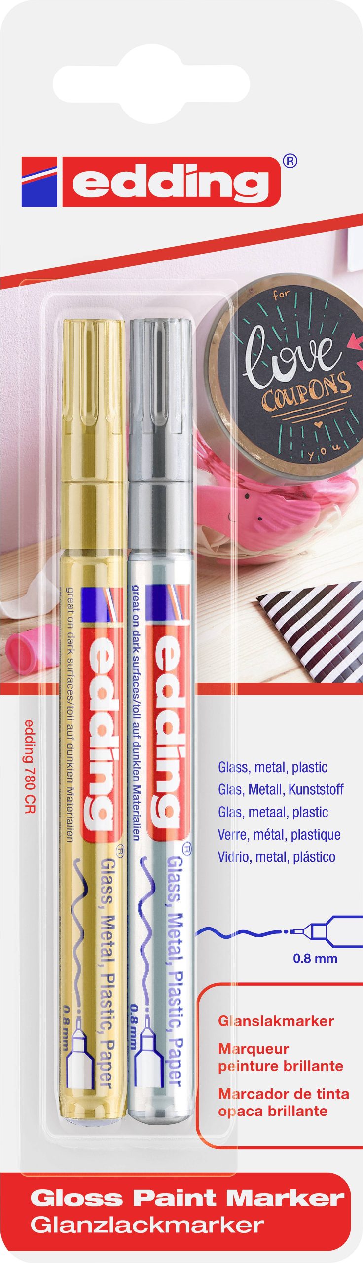 Edding Glanzlackmarker 4-780-2-1-53-54 Lakmarker Willekeurige kleur (geen keuze mogelijk) 0.8 mm