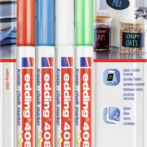 Edding 4085 Krijtmarker Lichtblauw, Neon-groen, Rood, Wit 1 mm, 2 mm Edding 4085 Krijtmarker Lichtblauw, Neon-groen, Rood, Wit 1 mm, 2 mm