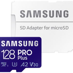 Samsung PRO Plus SDXC-kaart 128 GB Class 10, Class 10 UHS-I, UHS-I, v30 Video Speed Class 4K-video-ondersteuning, A2-ver Samsung PRO Plus SDXC-kaart 128 GB Class 10, Class 10 UHS-I, UHS-I, v30 Video Speed Class 4K-video-ondersteuning, A2-ver