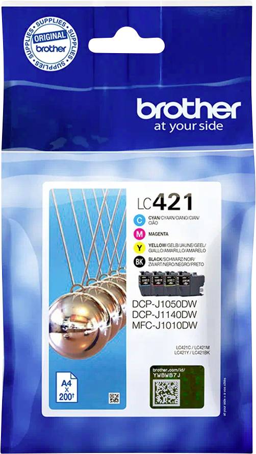 Brother Inktcartridge LC-421VAL Origineel Combipack Zwart, Cyaan, Magenta, Geel LC421VAL