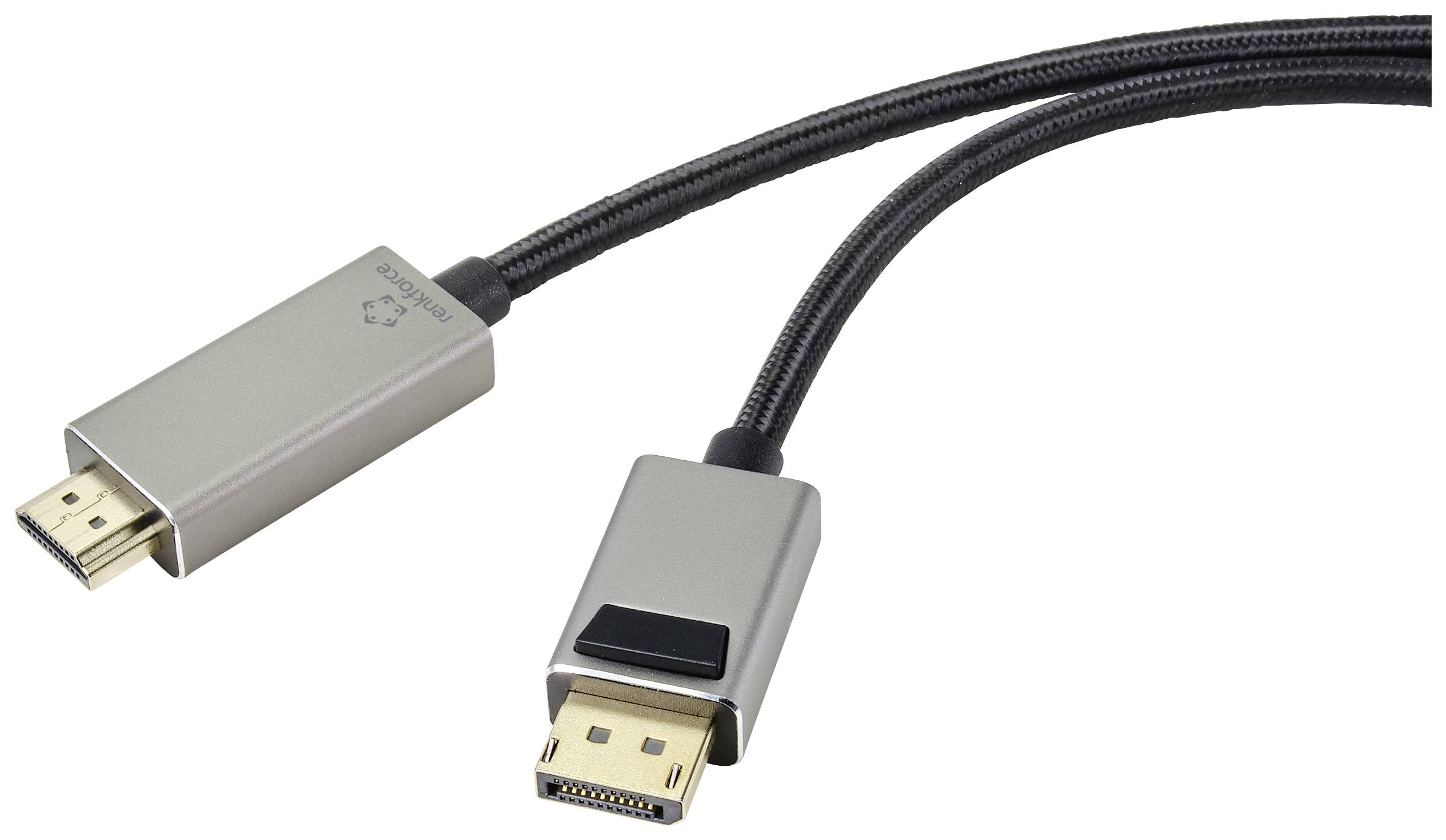 Renkforce DisplayPort / HDMI Verbindingskabel DisplayPort-stekker, HDMI-A-stekker 2.00 m Zwart UHD 8K @ 60 Hz, UHD 4K @