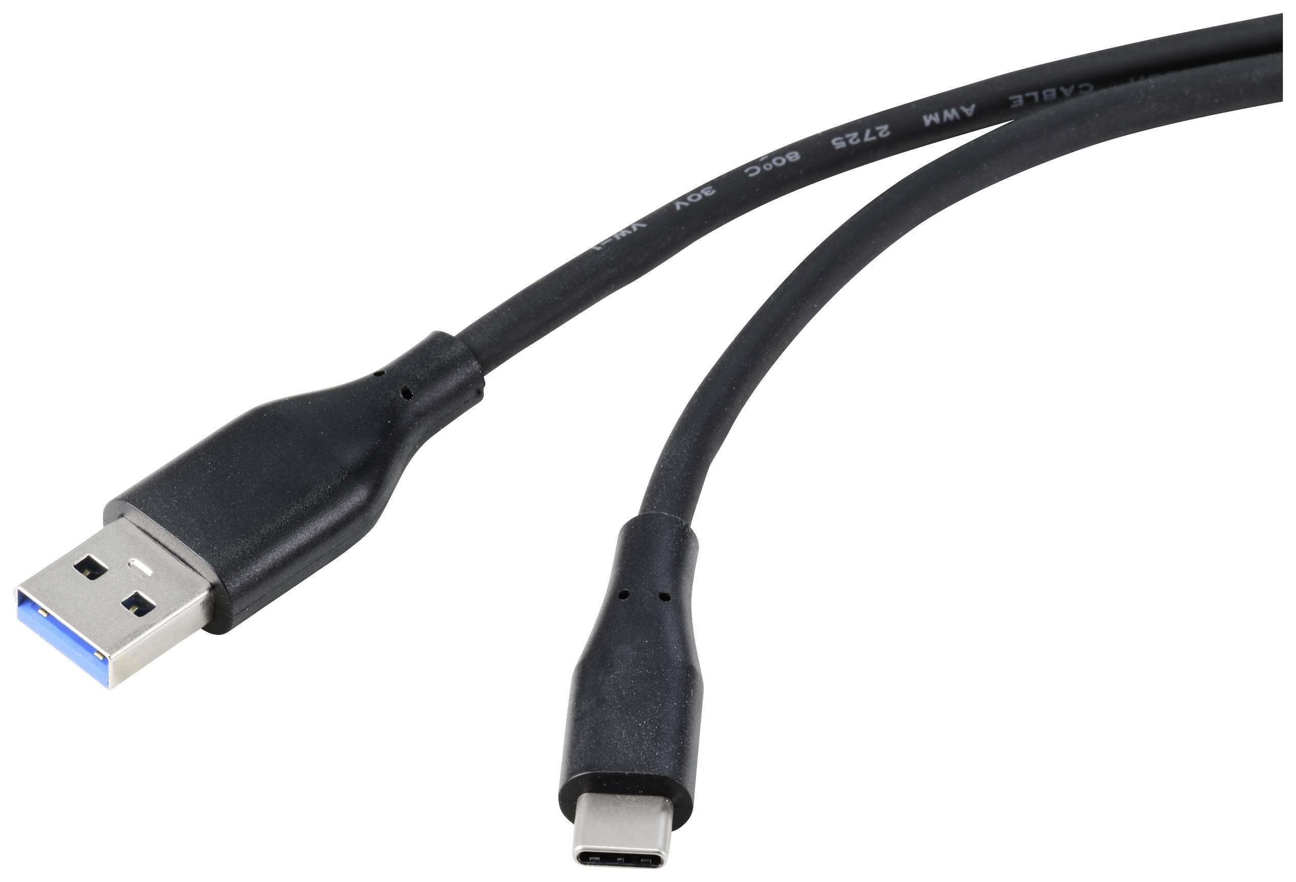 Renkforce RF-4995178 USB-kabel USB 3.2 Gen1 USB-A stekker, USB-C stekker 3.00 m Zwart PVC-mantel, Zeer flexibel