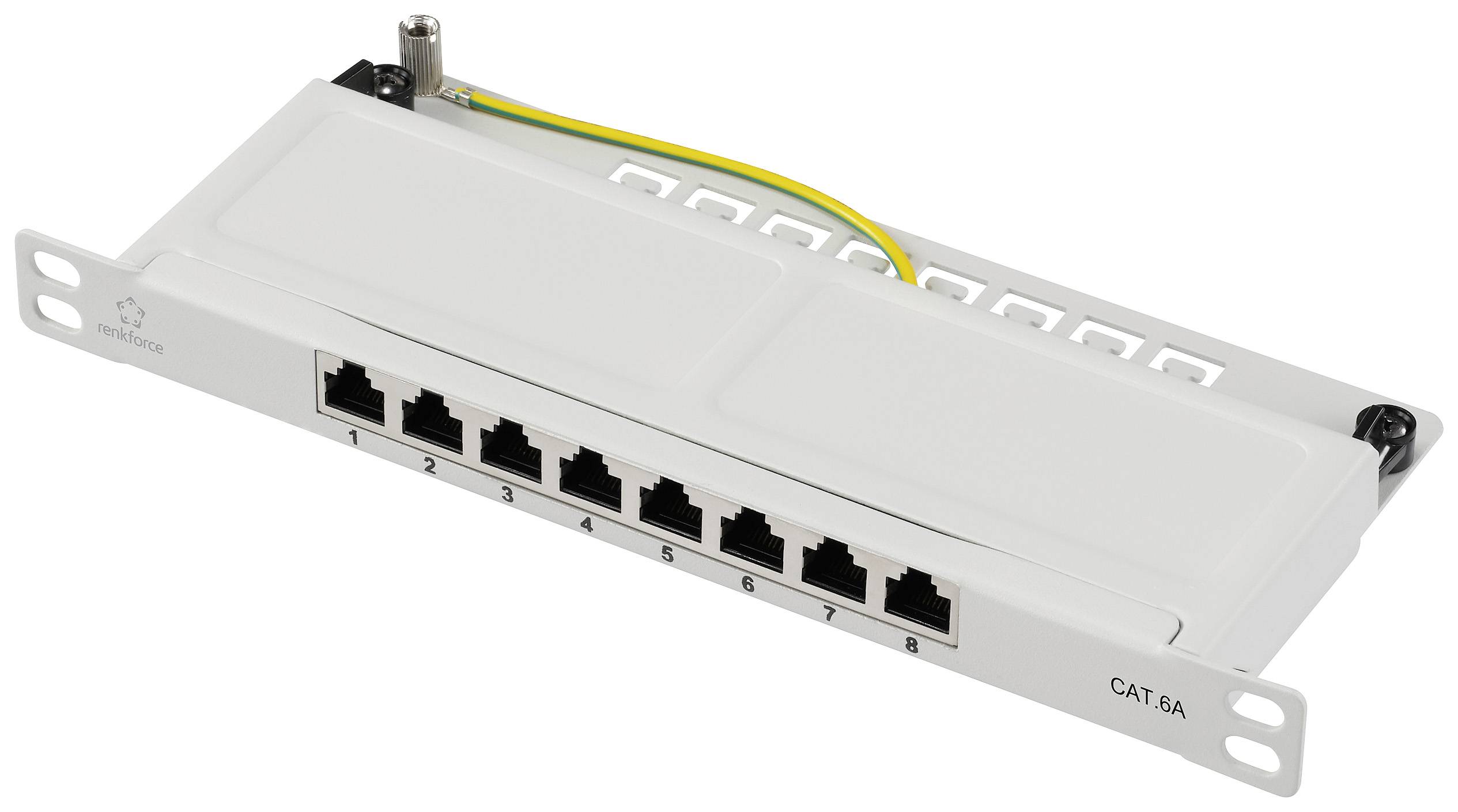 Renkforce RF-4996630 8 poorten Patchpaneel 254 mm (10") CAT 6A 0.5 HE Grijs Ingericht