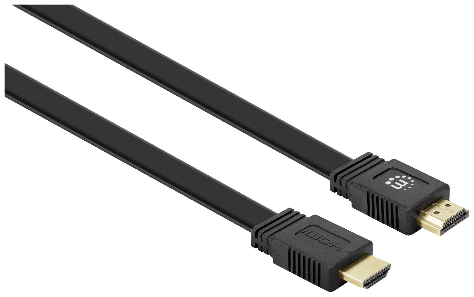 Manhattan 355650 HDMI-kabel HDMI Aansluitkabel HDMI-A-stekker, HDMI-A-stekker 15.00 m Zwart 4K UHD, Afgeschermd (dubbel)
