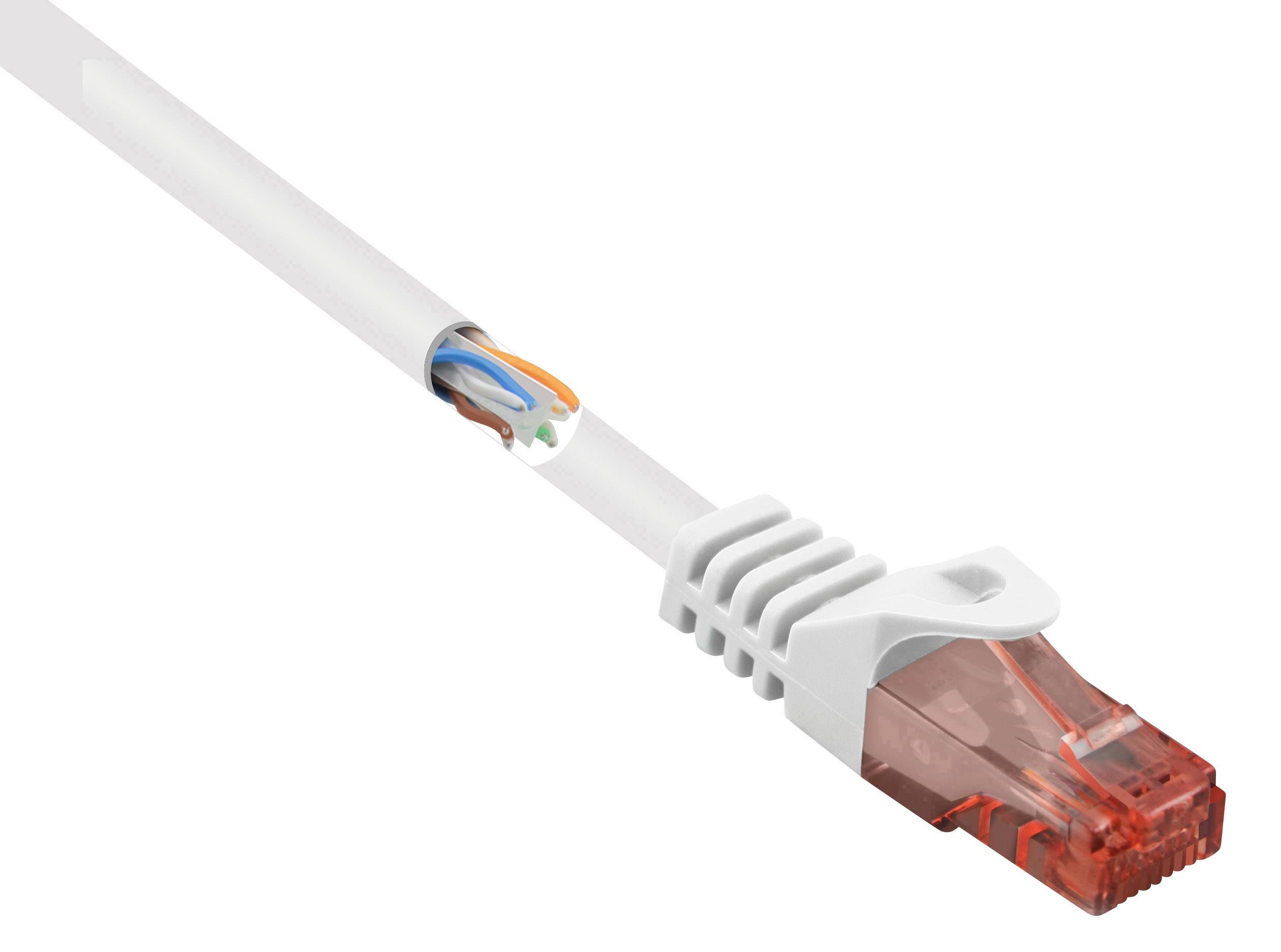 Renkforce RJ45 Netwerkkabel, patchkabel CAT 6 U/UTP 0.50 m Wit Snagless, Halogeenvrij 1 stuk(s)