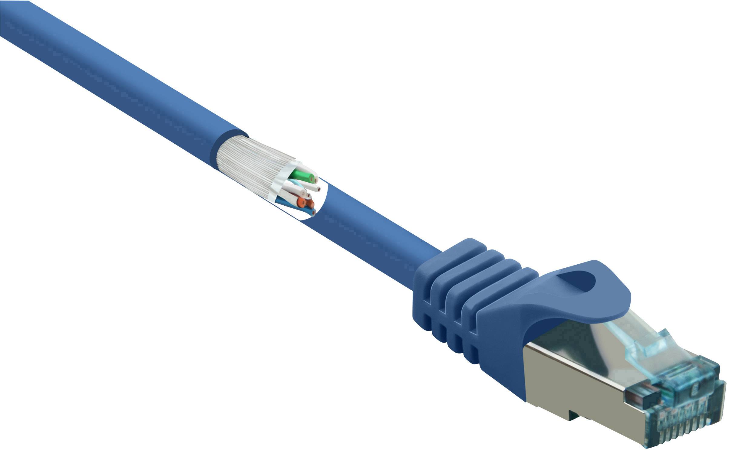 Renkforce RF-5043918 RJ45 Netwerkkabel, patchkabel CAT 6A S/FTP 10.00 m Blauw Snagless, Vlambestendig 1 stuk(s)
