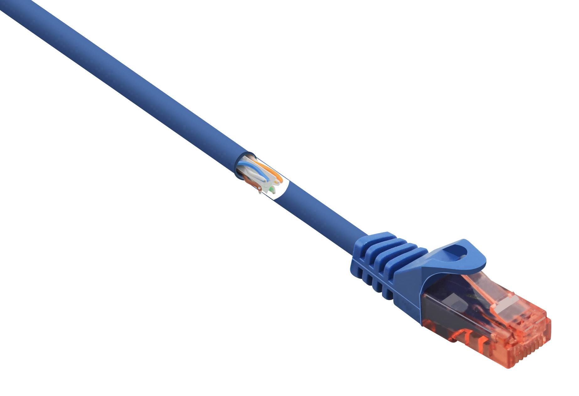 Renkforce RF-5044024 RJ45 Netwerkkabel, patchkabel CAT 6 U/UTP 0.50 m Blauw Snagless, Halogeenvrij 1 stuk(s)
