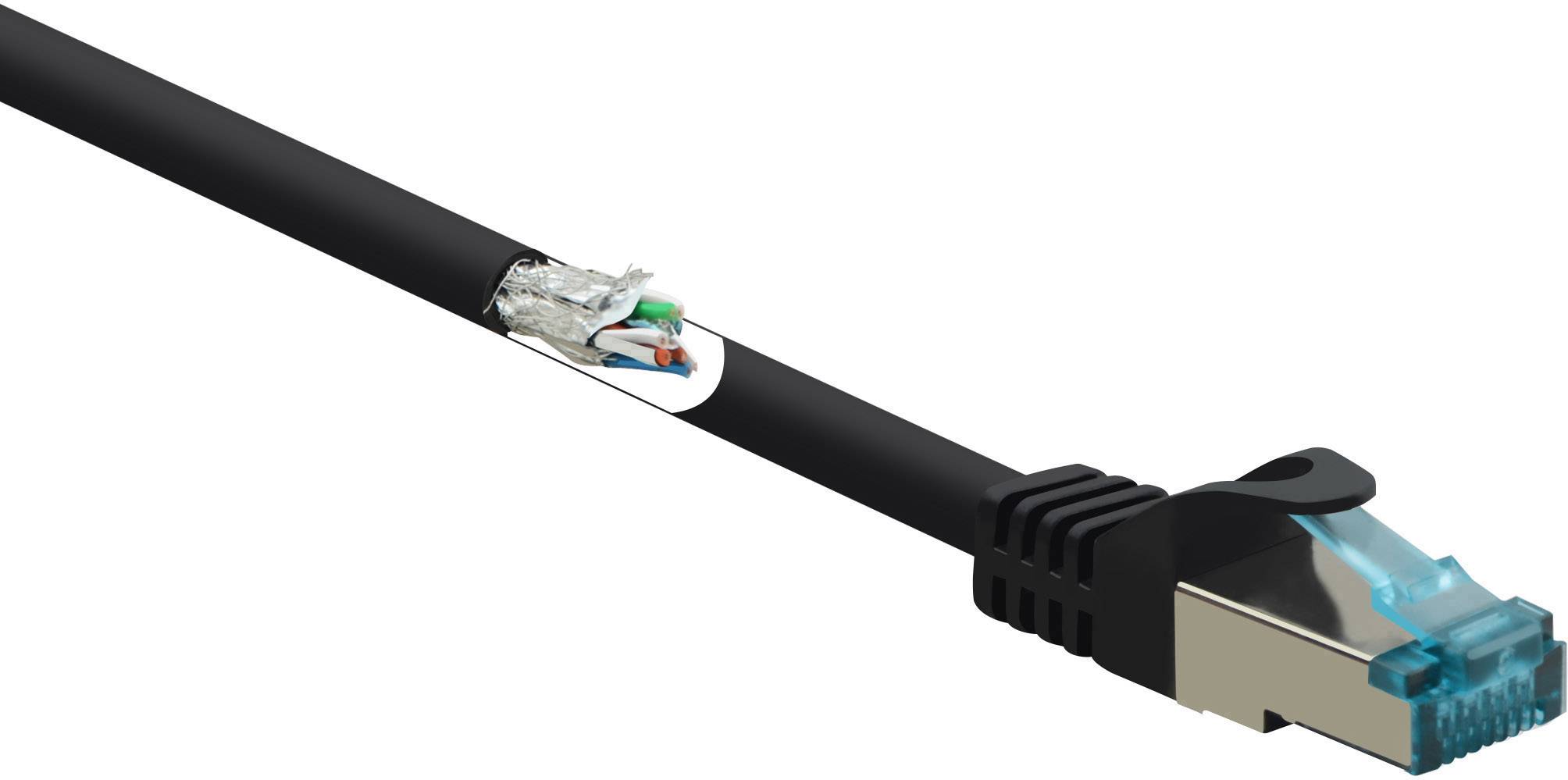 Renkforce RF-5044042 RJ45 Netwerkkabel, patchkabel CAT 6A S/FTP 1.00 m Zwart Vlambestendig 1 stuk(s)