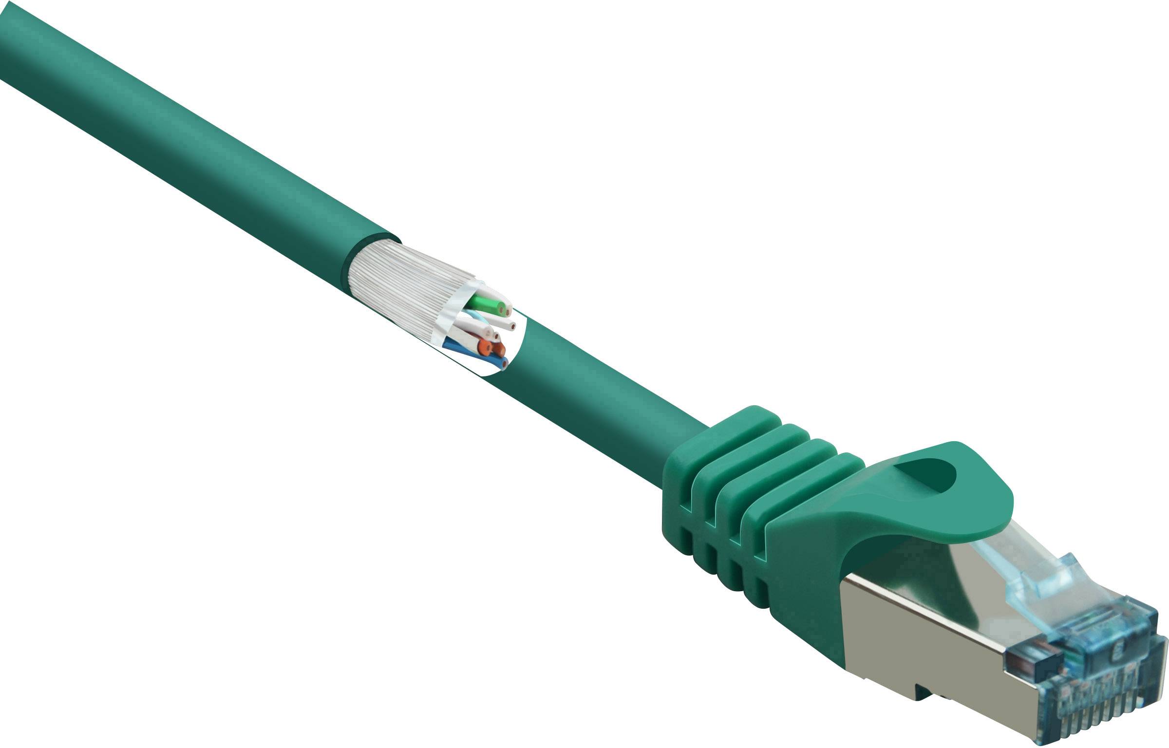 Renkforce RF-5056416 RJ45 Netwerkkabel, patchkabel CAT 6A S/FTP 0.50 m Groen Snagless, Vlambestendig 1 stuk(s)