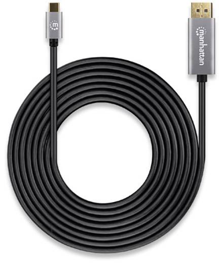 Manhattan 354851 DisplayPort-kabel DisplayPort / USB-C Aansluitkabel DisplayPort-stekker, USB-C stekker 3.00 m Grijs, Zw