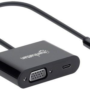Manhattan USB 2.0 Adapter [1x USB-C stekker – 1x USB-C bus (Power Delivery), VGA-bus] 153430 20 cm Stekker past op beide