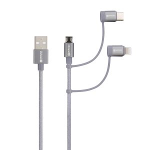 Skross SKCA00143-1120CN USB-kabel USB 2.0 USB-A stekker 1.20 m Space grijs Rond, Flexibel, Stoffen mantel Skross SKCA00143-1120CN USB-kabel USB 2.0 USB-A stekker 1.20 m Space grijs Rond, Flexibel, Stoffen mantel