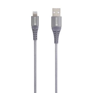 Skross SKCA0011A-MFI120CN USB-kabel USB 2.0 USB-A stekker 1.20 m Grijs Rond, Flexibel, Stoffen mantel Skross SKCA0011A-MFI120CN USB-kabel USB 2.0 USB-A stekker 1.20 m Grijs Rond, Flexibel, Stoffen mantel