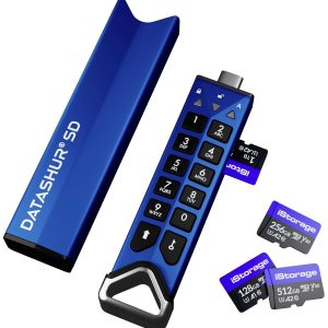 iStorage IS-FL-DSD-256-SP Externe geheugenkaartlezer 0 GB Blauw IS-FL-DSD-256-SP USB-C 3.2