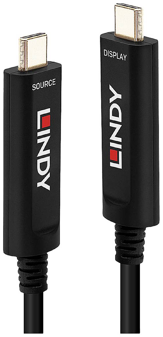 LINDY 38501 USB-C-displaykabel Aansluitkabel USB-C stekker, USB-C stekker 5.00 m Zwart
