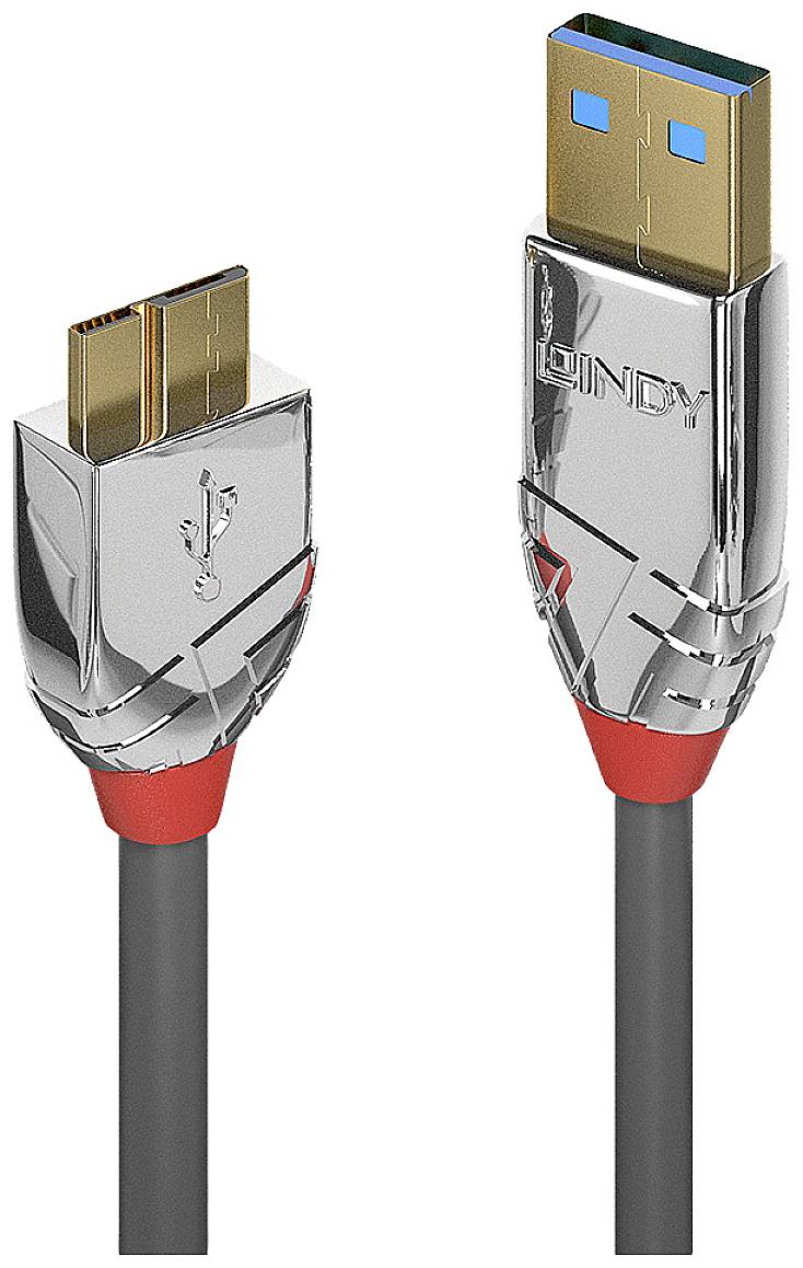 LINDY 36659 USB-kabel USB 3.2 Gen1 USB-A stekker, USB-micro-B 3.0 stekker 3.00 m Grijs