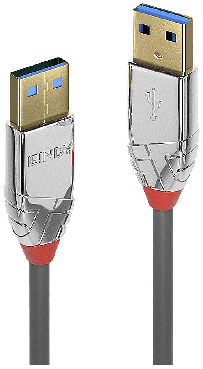 LINDY 36625 USB-kabel USB 3.2 Gen1 USB-A stekker, USB-A stekker 0.50 m Grijs