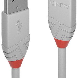 LINDY 36714 USB-kabel USB 2.0 USB-A stekker, USB-A bus 3.00 m Grijs Rond, Vertind LINDY 36714 USB-kabel USB 2.0 USB-A stekker, USB-A bus 3.00 m Grijs Rond, Vertind