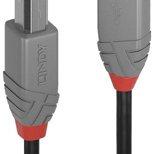 LINDY 36671 USB-kabel USB 2.0 USB-A stekker, USB-B stekker 0.50 m Zwart, Grijs LINDY 36671 USB-kabel USB 2.0 USB-A stekker, USB-B stekker 0.50 m Zwart, Grijs