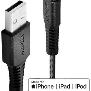 LINDY 31290 USB-kabel USB 2.0 Apple Lightning stekker, USB-A stekker 0.50 m Zwart LINDY 31290 USB-kabel USB 2.0 Apple Lightning stekker, USB-A stekker 0.50 m Zwart